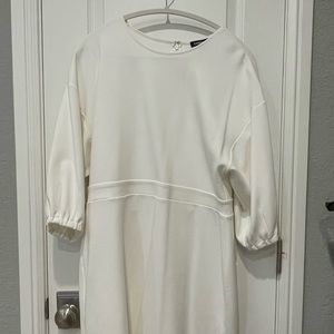 Express White Dress with Bubble Sleeves Size L